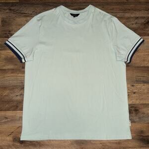 Ben Sherman T Shirt Green Short Sleeve Tee Pocket Blue White Collar Mens Large